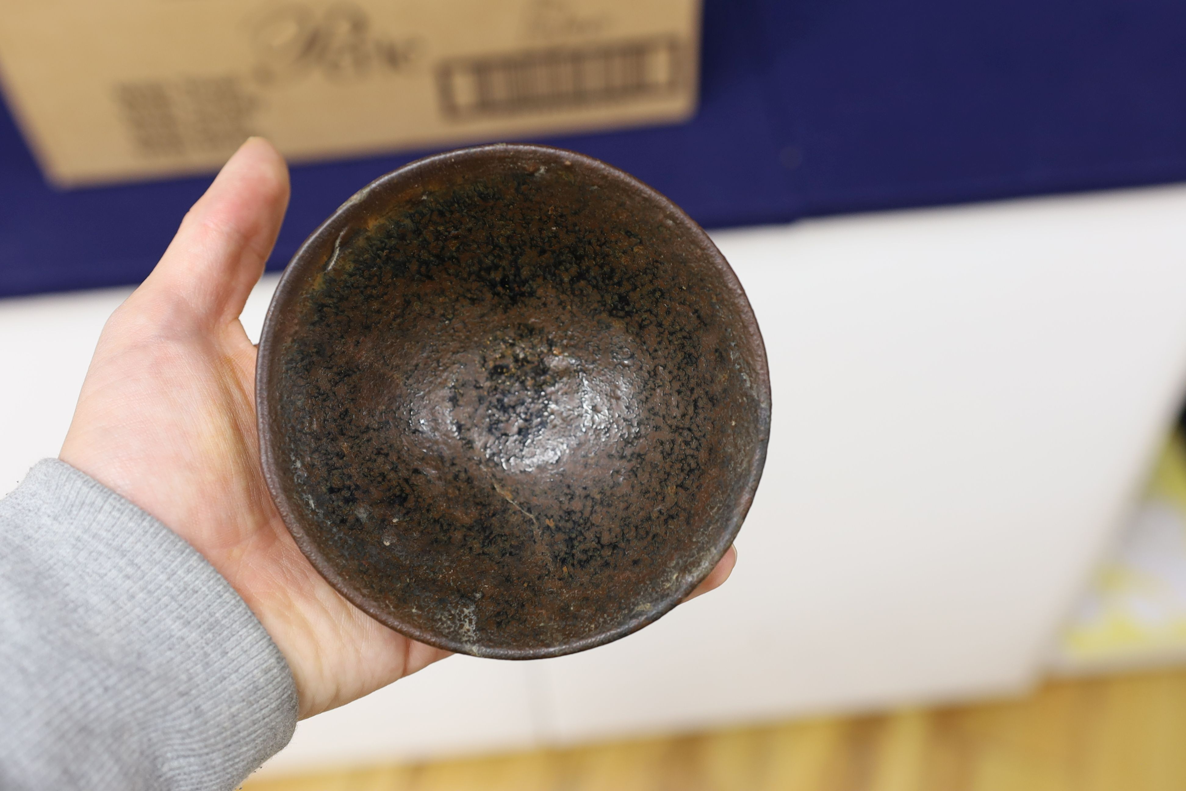 A group of Chinese Jian ware tea bowls, Song dynasty, largest 11.5 cms diameter, 7cm to 11.4cm diameter